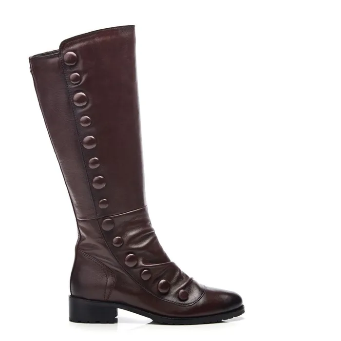 Knee High Boots Women Moda In Pelle Irenne Burgundy Leather