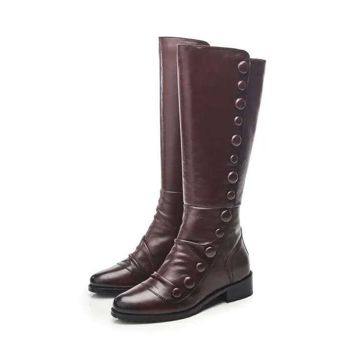 Knee High Boots Women Moda In Pelle Irenne Burgundy Leather
