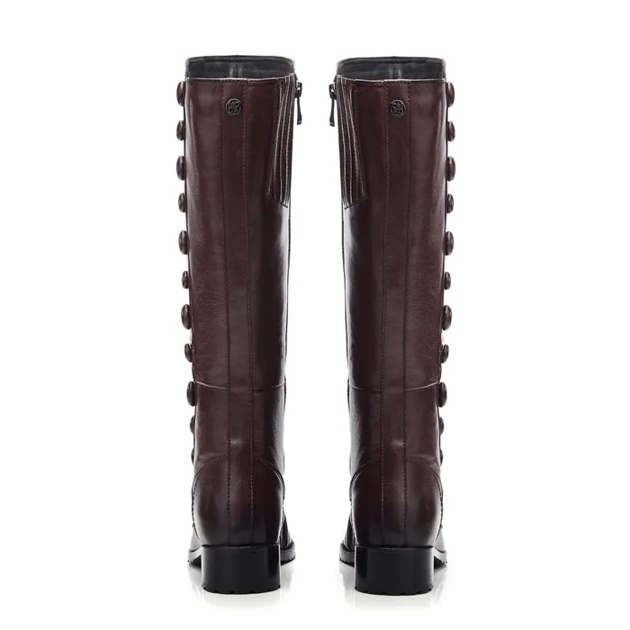 Knee High Boots Women Moda In Pelle Irenne Burgundy Leather