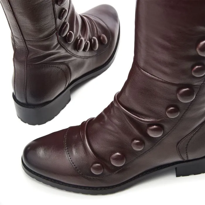 Knee High Boots Women Moda In Pelle Irenne Burgundy Leather