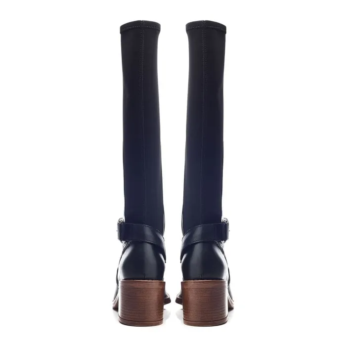 Knee High Boots Women Moda In Pelle Silvie Black Leather