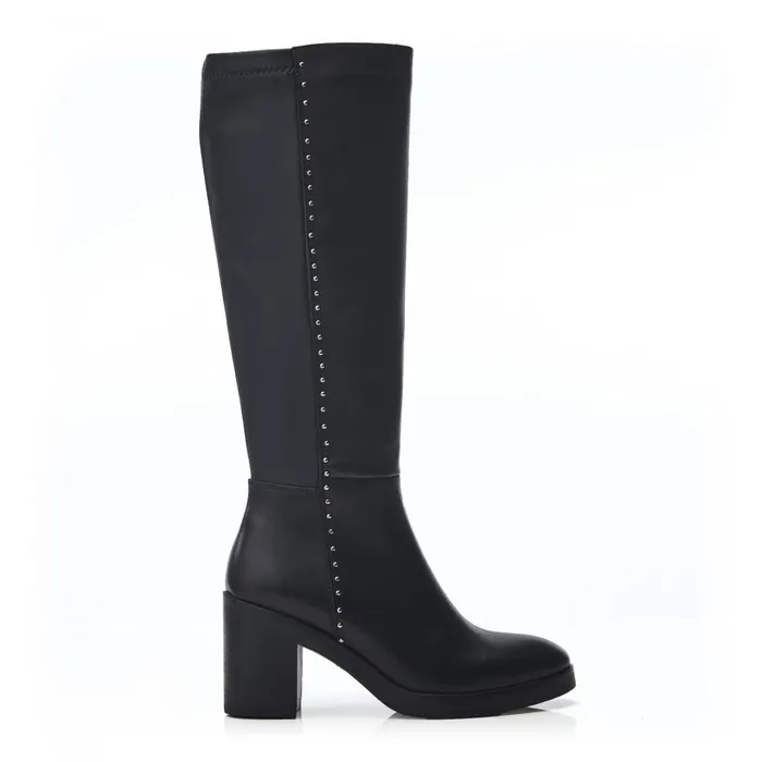 Knee High Boots Women Moda In Pelle Trinitie Black Leather