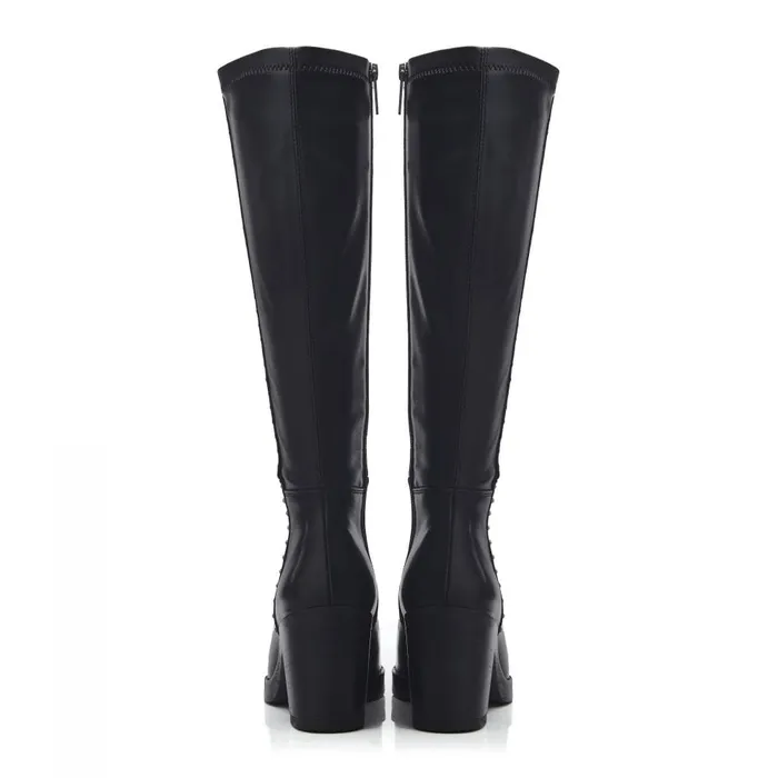 Knee High Boots Women Moda In Pelle Trinitie Black Leather