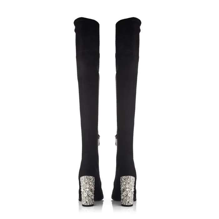 Knee High Boots Women Moda In Pelle Zamaria Black Alcantara