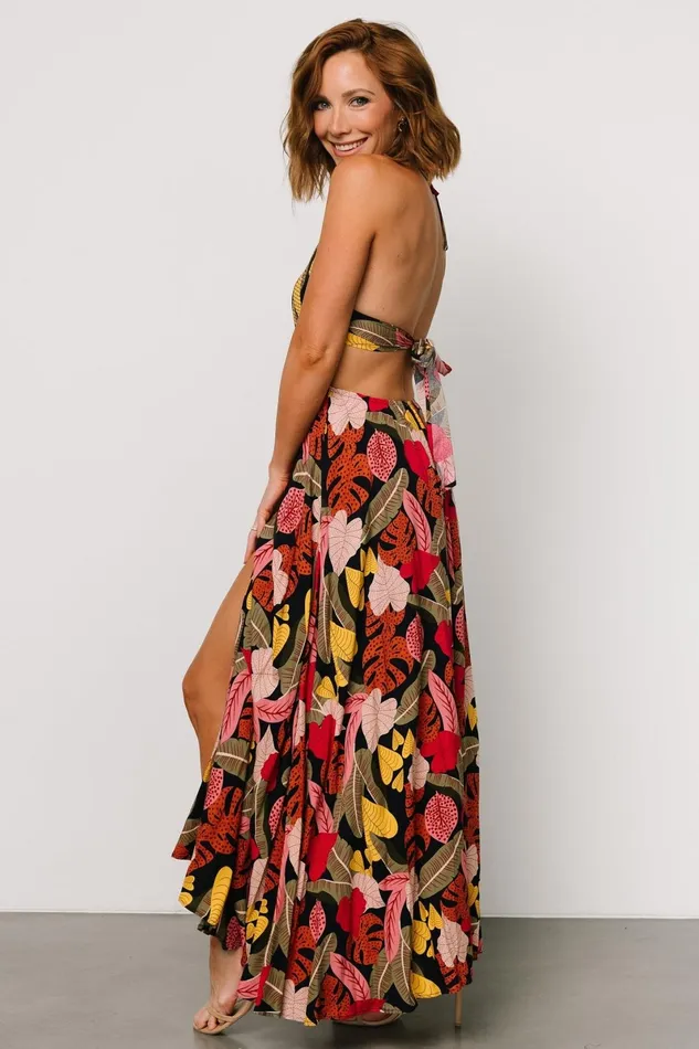 Kota Halter Maxi Dress Navy Multi Print Women Baltic Born Maxi Dresses