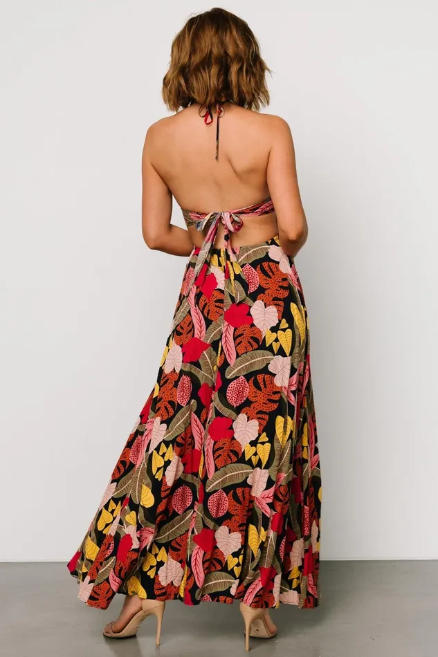 Kota Halter Maxi Dress Navy Multi Print Women Baltic Born Maxi Dresses