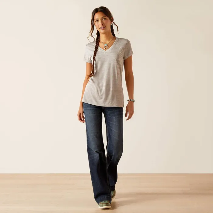 Laguna Logo Baselayer Alloy Women Ariat TShirts and Tops Laguna Logo Baselayer Alloy Women Ariat TShirts and Tops