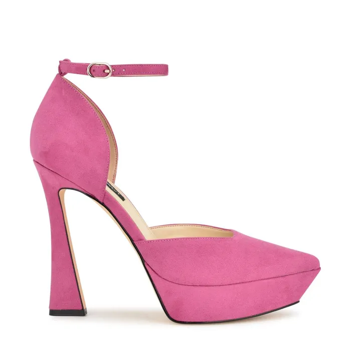 Laken Ankle Strap Heels Medium Pink Women Nine West Pumps