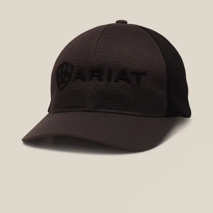 Large Embossed Lgoo Mash Cap Black Men Ariat Hats and Caps