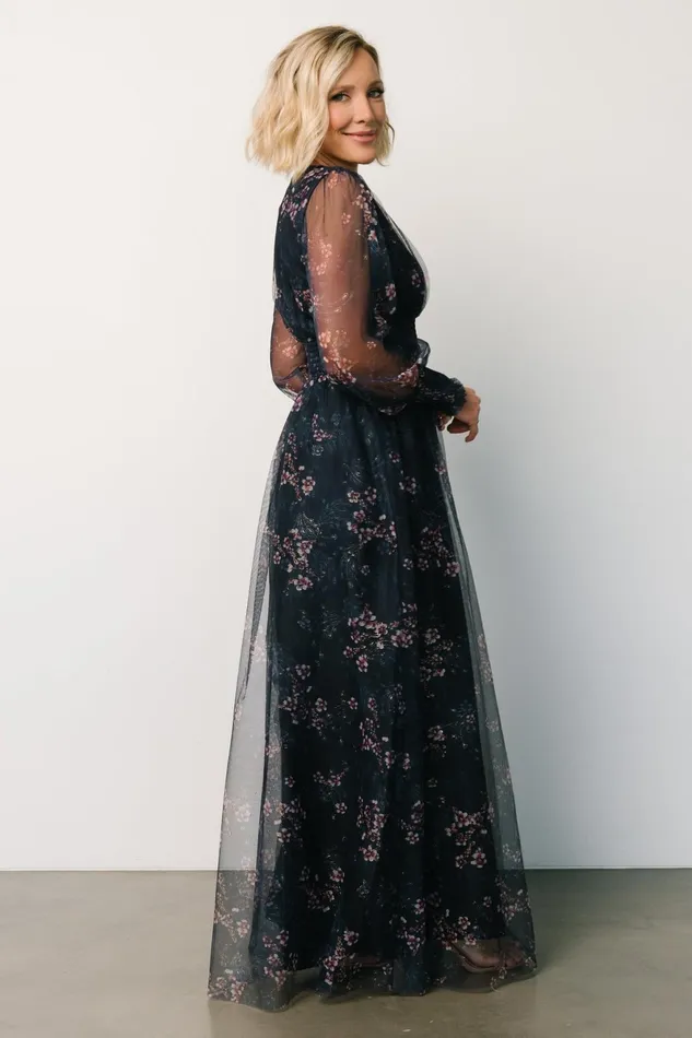 Layla Tulle Maxi Dress Metallic Blue Pink Women Baltic Born Tulle Styles