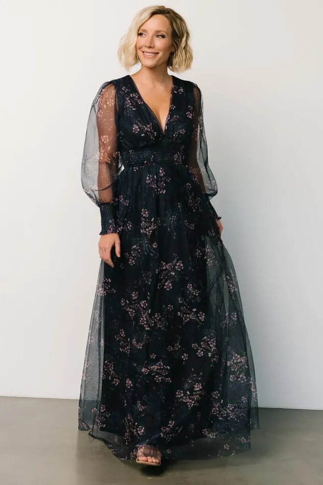 Layla Tulle Maxi Dress Metallic Blue Pink Women Baltic Born Tulle Styles