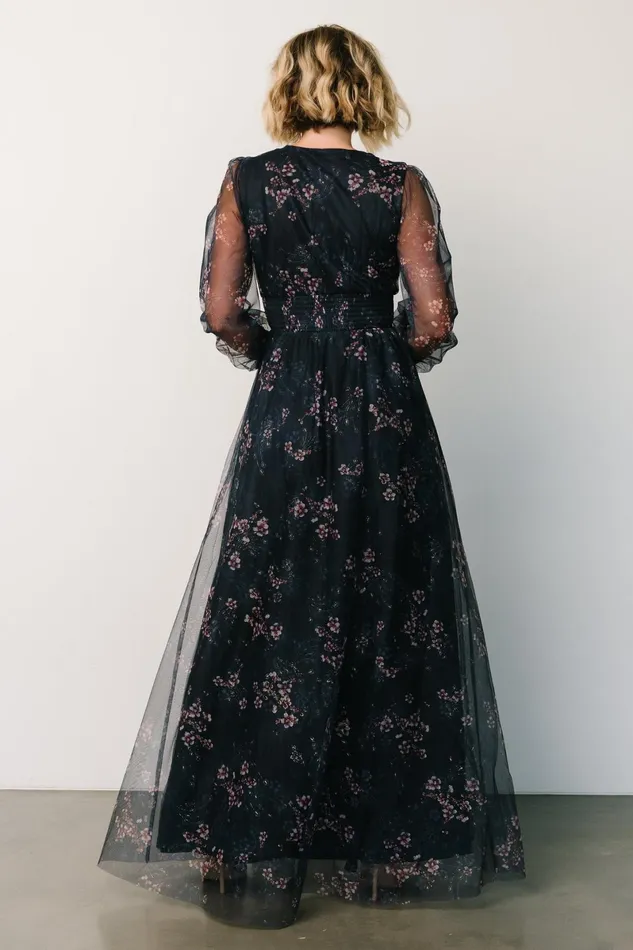 Layla Tulle Maxi Dress Metallic Blue Pink Women Baltic Born Tulle Styles