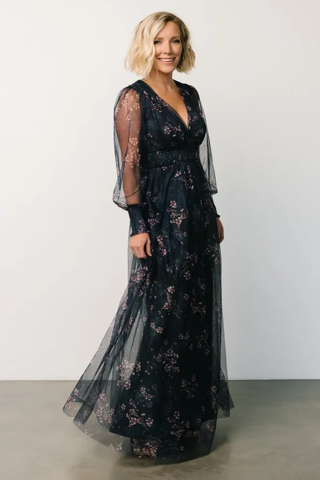 Layla Tulle Maxi Dress Metallic Blue Pink Women Baltic Born Tulle Styles