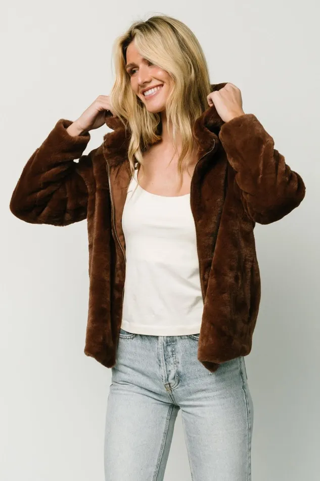 Leeds Faux Fur Jacket Brown Women Baltic Born Outerwear Leeds Faux Fur Jacket Brown Women Baltic Born Outerwear