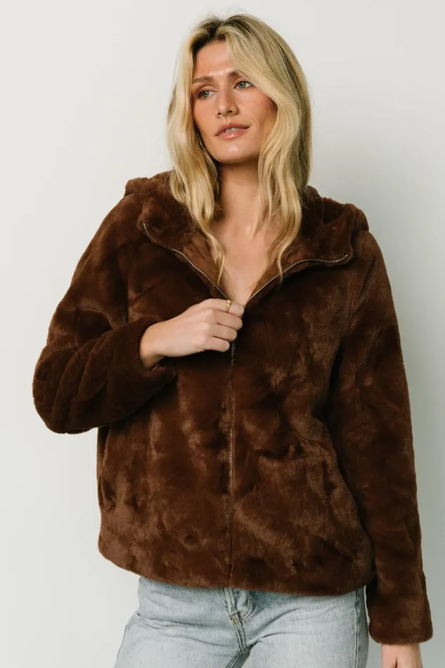 Leeds Faux Fur Jacket Brown Women Baltic Born Outerwear Leeds Faux Fur Jacket Brown Women Baltic Born Outerwear