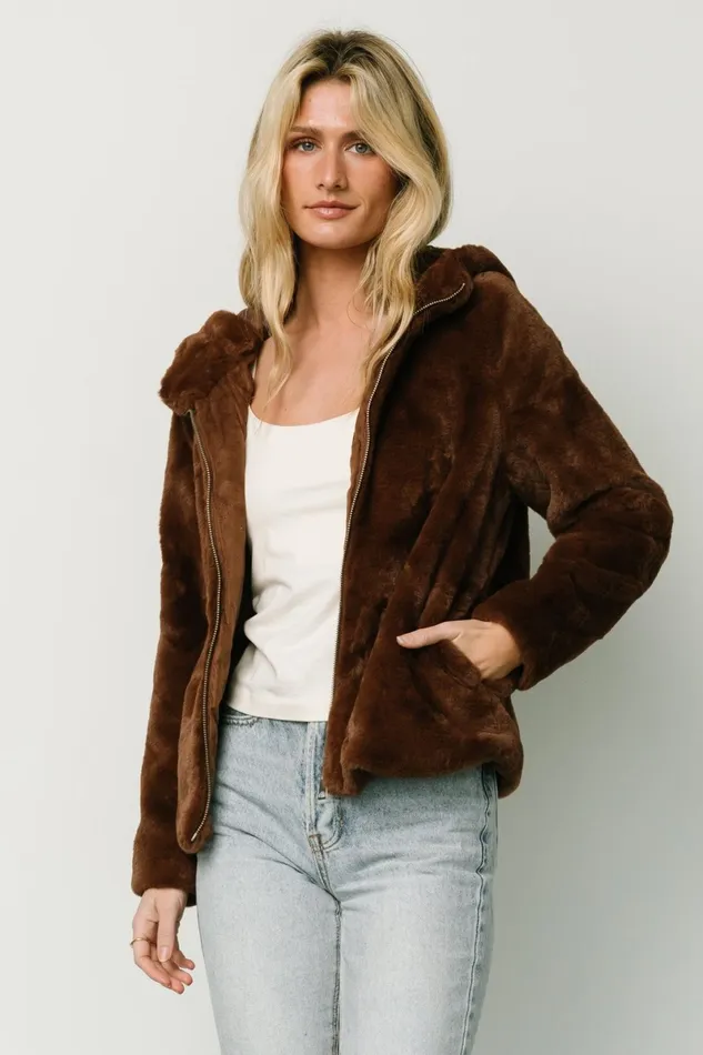 Leeds Faux Fur Jacket Brown Women Baltic Born Outerwear Leeds Faux Fur Jacket Brown Women Baltic Born Outerwear