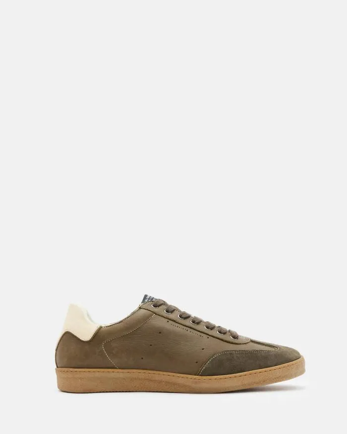 Leo Low Top Leather Sneakers Khaki Men AllSaints Shoes and Boots