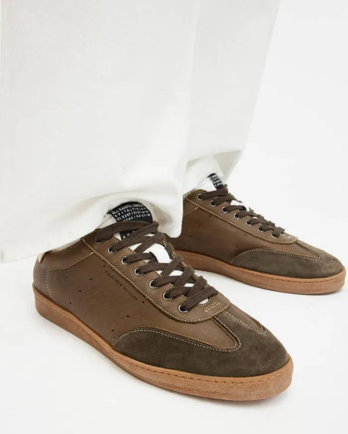 Leo Low Top Leather Sneakers Khaki Men AllSaints Shoes and Boots