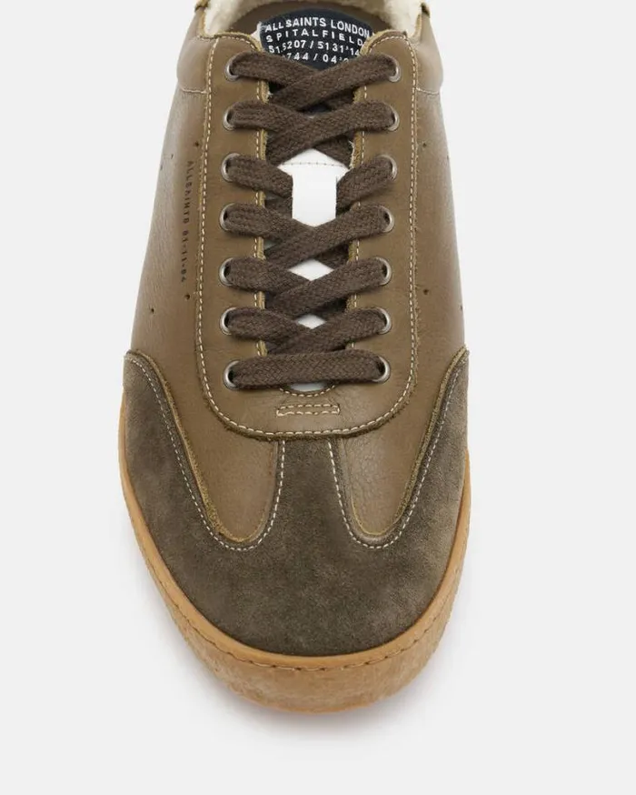 Leo Low Top Leather Sneakers Khaki Men AllSaints Shoes and Boots