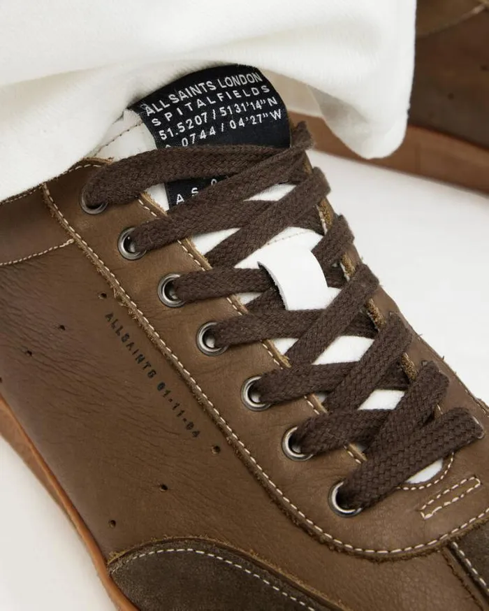 Leo Low Top Leather Sneakers Khaki Men AllSaints Shoes and Boots