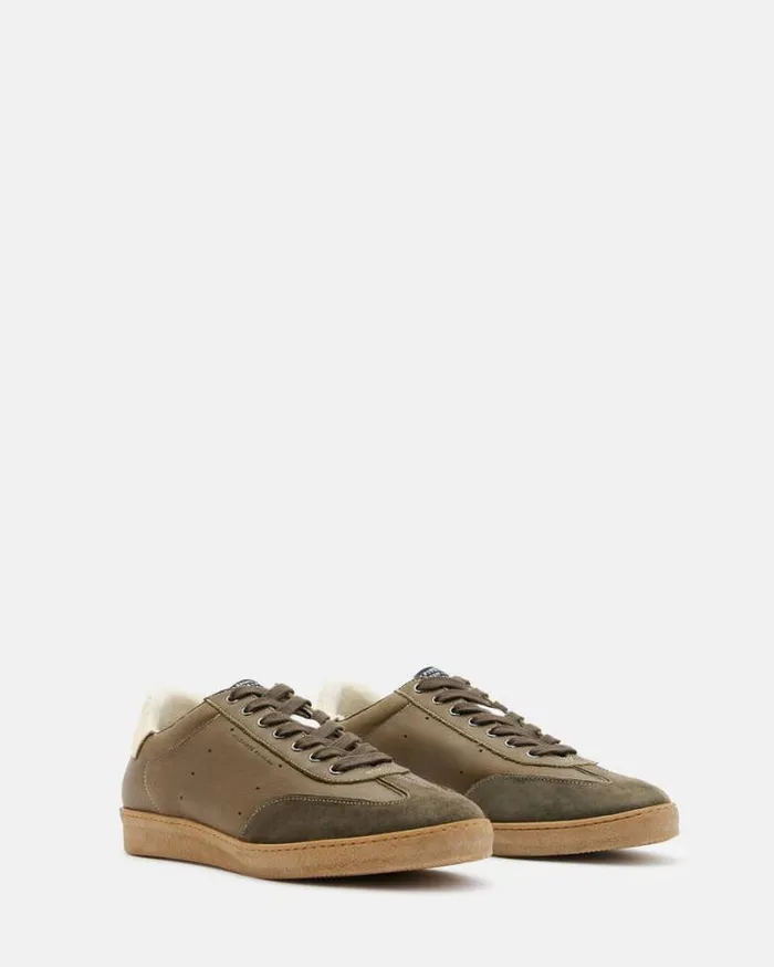 Leo Low Top Leather Sneakers Khaki Men AllSaints Shoes and Boots