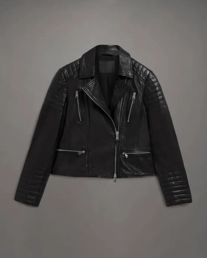 Leoni Leather Biker Jacket Black Women AllSaints Leather Jackets