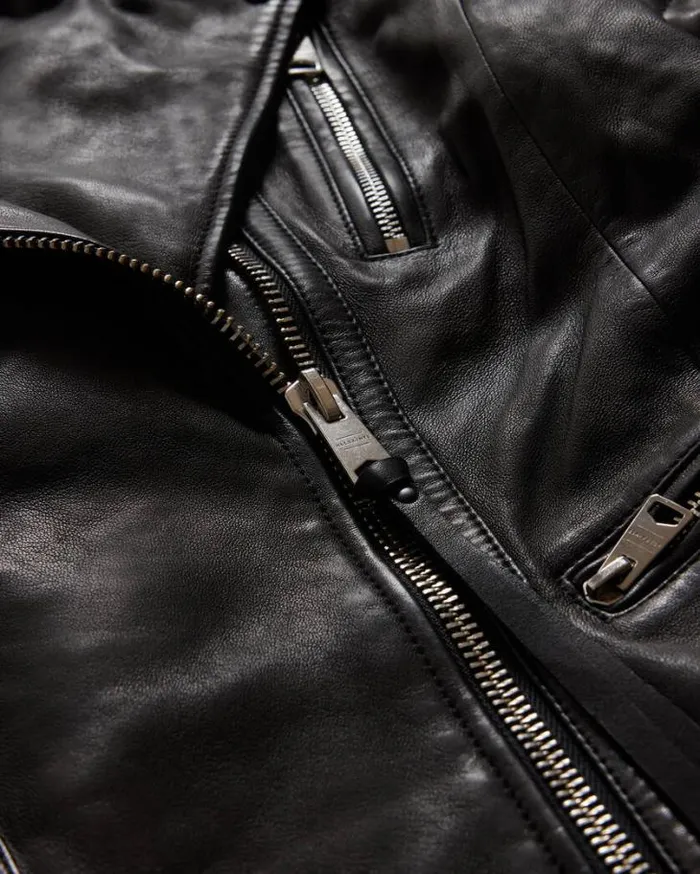 Leoni Leather Biker Jacket Black Women AllSaints Leather Jackets