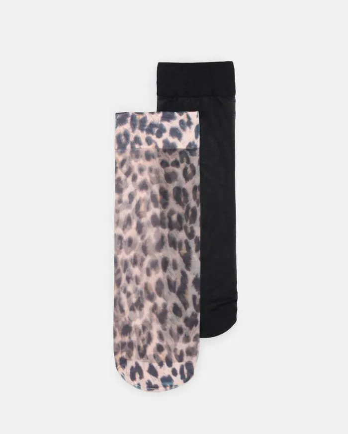 Leppo Printed Sheer Socks 2 Pack Blackmulti Women AllSaints Accessories