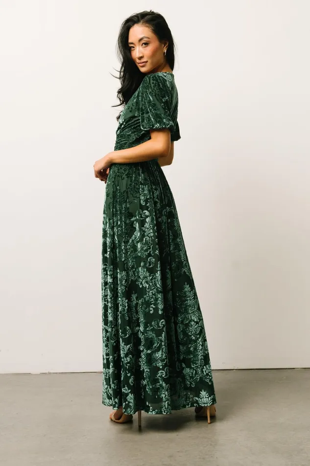 Leslie Velvet Maxi Dress Pine Women Baltic Born Wedding Guest