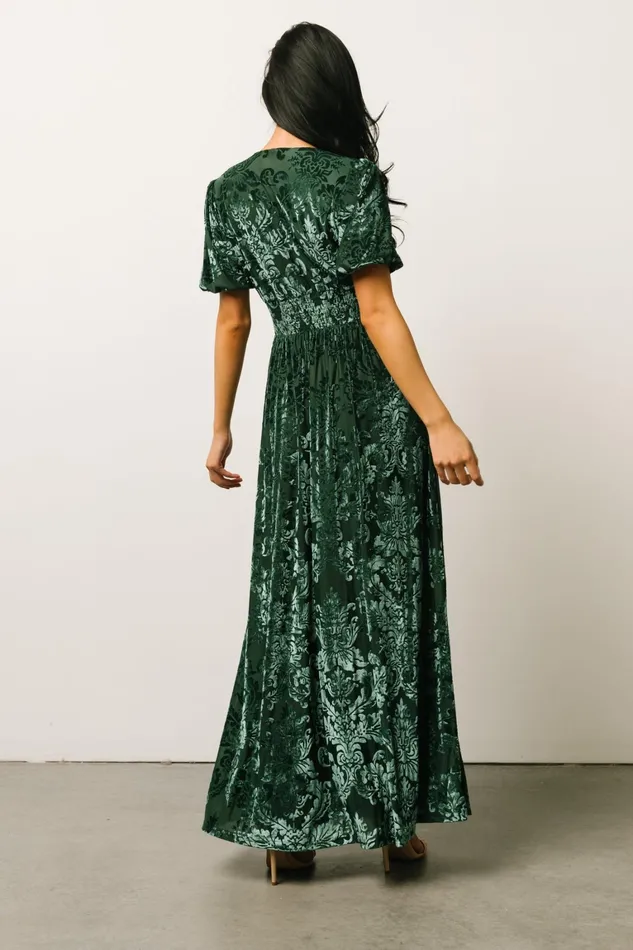 Leslie Velvet Maxi Dress Pine Women Baltic Born Wedding Guest