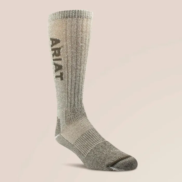 Lightweight Merino Wool Blend Mid Calf Steel Toe Work Sock 2 Pair Pack Black MenWomen Ariat Socks