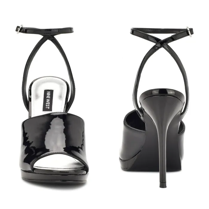 Limbery Anke Strap Sandals Black Patent Women Nine West Heeled Limbery Anke Strap Sandals Black Patent Women Nine West Heeled