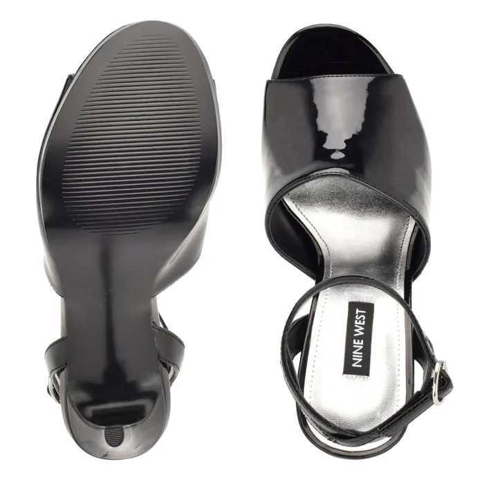 Limbery Anke Strap Sandals Black Patent Women Nine West Heeled Limbery Anke Strap Sandals Black Patent Women Nine West Heeled
