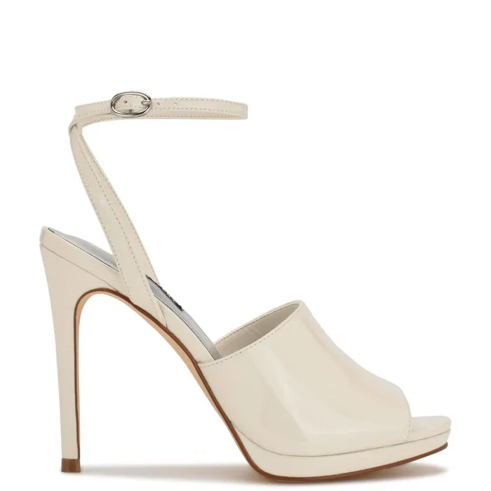 Limbery Anke Strap Sandals Chic Cream Patent Women Nine West Heeled