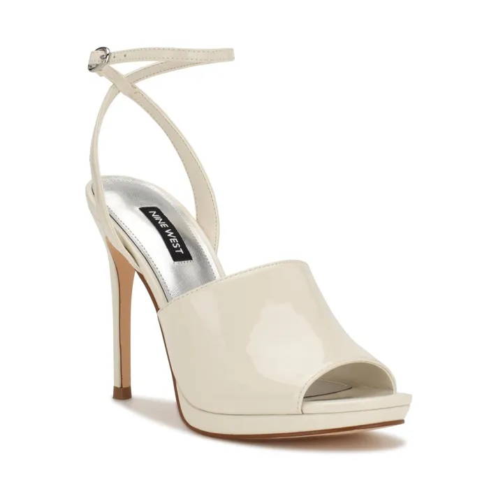 Limbery Anke Strap Sandals Chic Cream Patent Women Nine West Heeled Limbery Anke Strap Sandals Chic Cream Patent Women Nine West Heeled