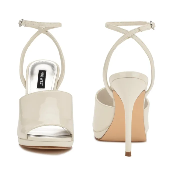 Limbery Anke Strap Sandals Chic Cream Patent Women Nine West Heeled Limbery Anke Strap Sandals Chic Cream Patent Women Nine West Heeled