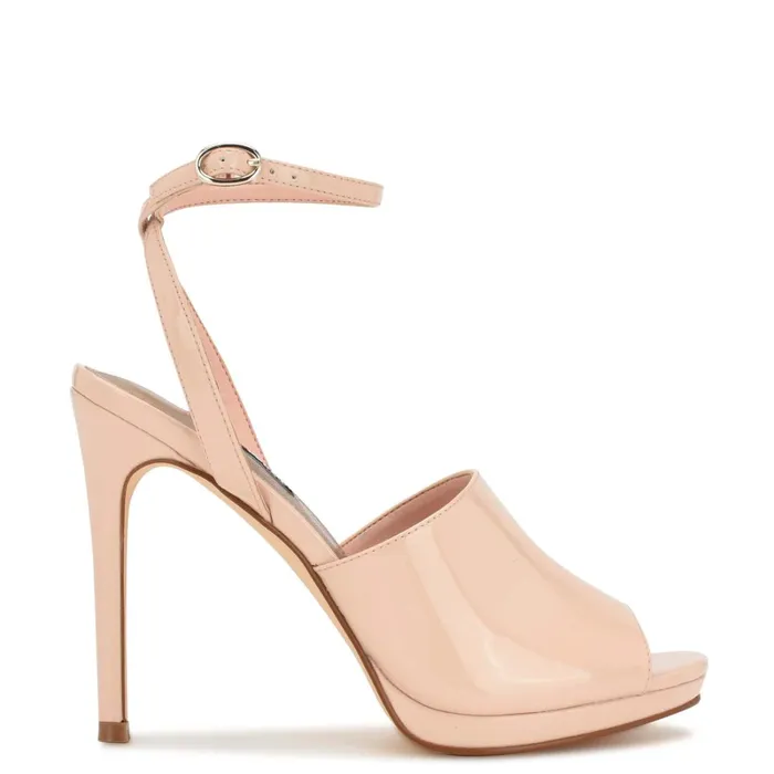 Limbery Anke Strap Sandals Light Natural Patent Women Nine West Heeled