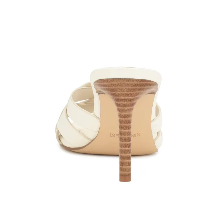 Linette Heeled Slide Sandals White Women Nine West Heeled Linette Heeled Slide Sandals White Women Nine West Heeled
