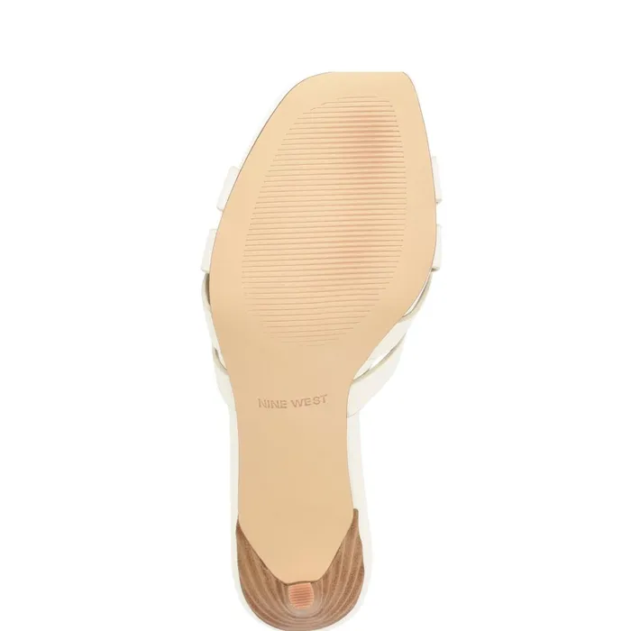 Linette Heeled Slide Sandals White Women Nine West Heeled Linette Heeled Slide Sandals White Women Nine West Heeled