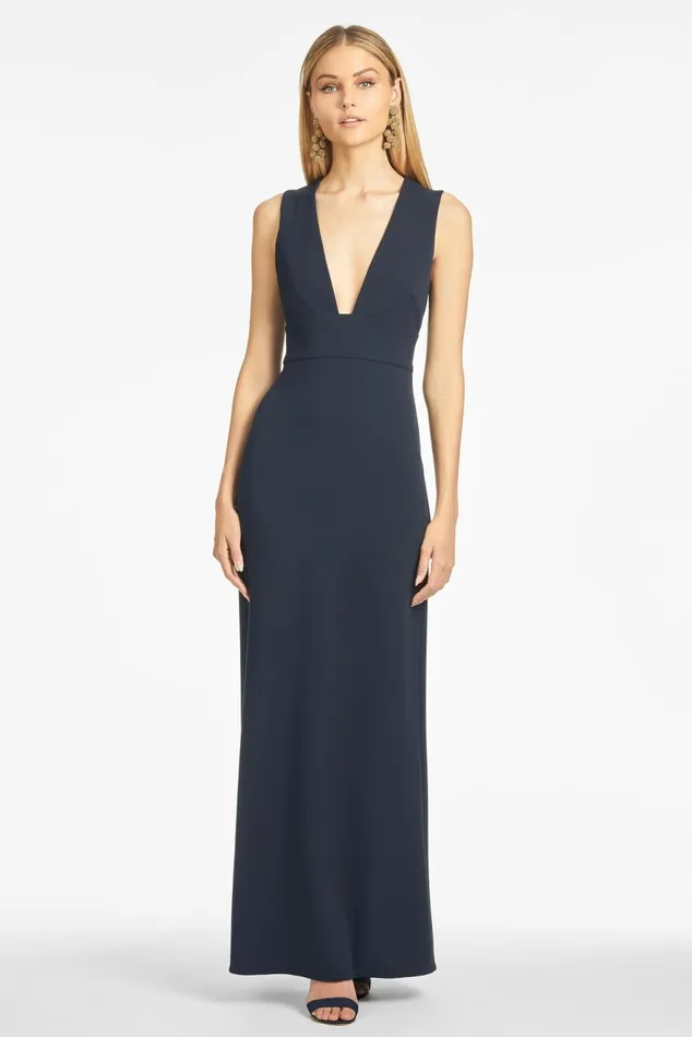 Loretta 4Way Stretch Crepe Gown 8211 Navy Women Sachin and Babi Formal
