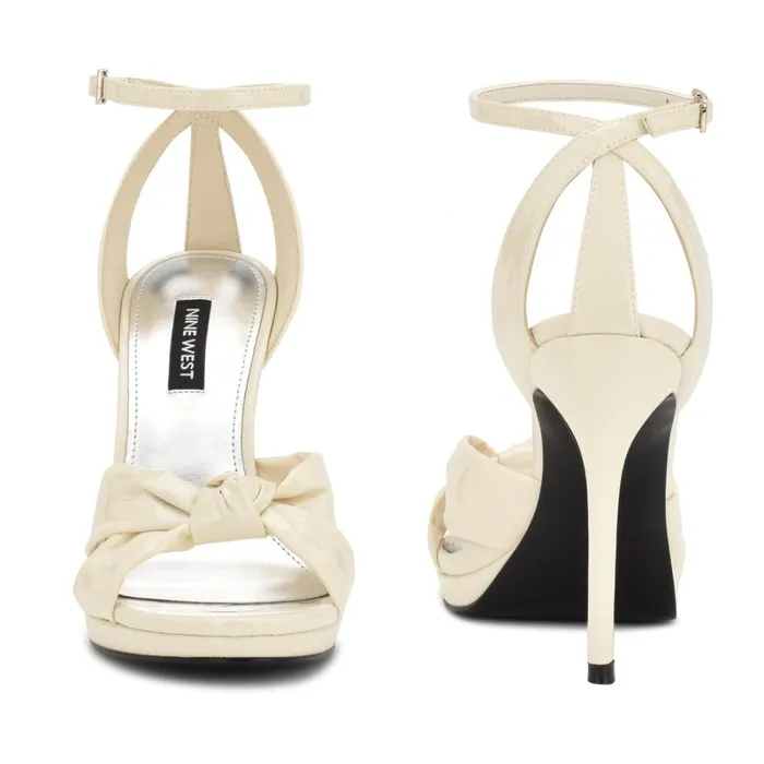 Lovya Ankle Strap Sandals Chic Cream Patent Women Nine West High Heels Lovya Ankle Strap Sandals Chic Cream Patent Women Nine West High Heels