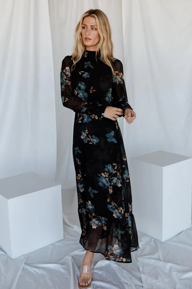 Luciana Maxi Dress Black Blue Women Baltic Born Wedding Guest