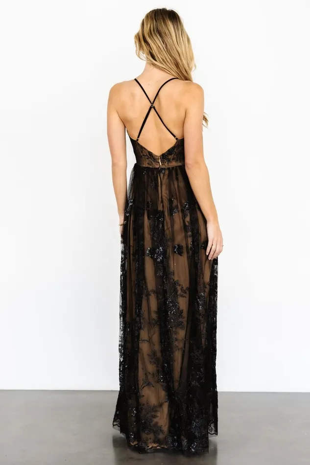 Lucienne Shimmer Maxi Gown Black Nude Women Baltic Born Embellished Sequin Lucienne Shimmer Maxi Gown Black Nude Women Baltic Born Embellished Sequin