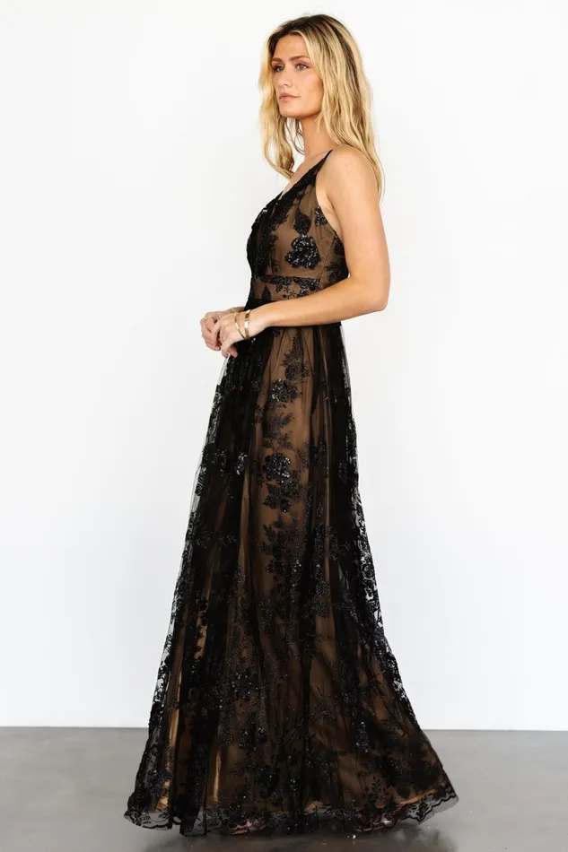 Lucienne Shimmer Maxi Gown Black Nude Women Baltic Born Embellished Sequin Lucienne Shimmer Maxi Gown Black Nude Women Baltic Born Embellished Sequin