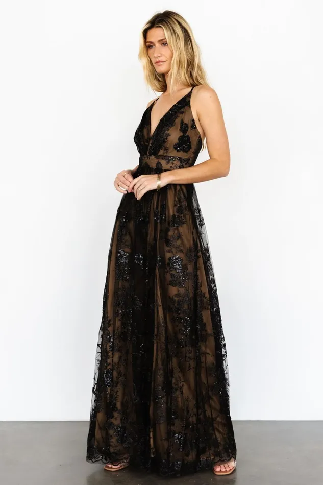 Lucienne Shimmer Maxi Gown Black Nude Women Baltic Born Embellished Sequin Lucienne Shimmer Maxi Gown Black Nude Women Baltic Born Embellished Sequin