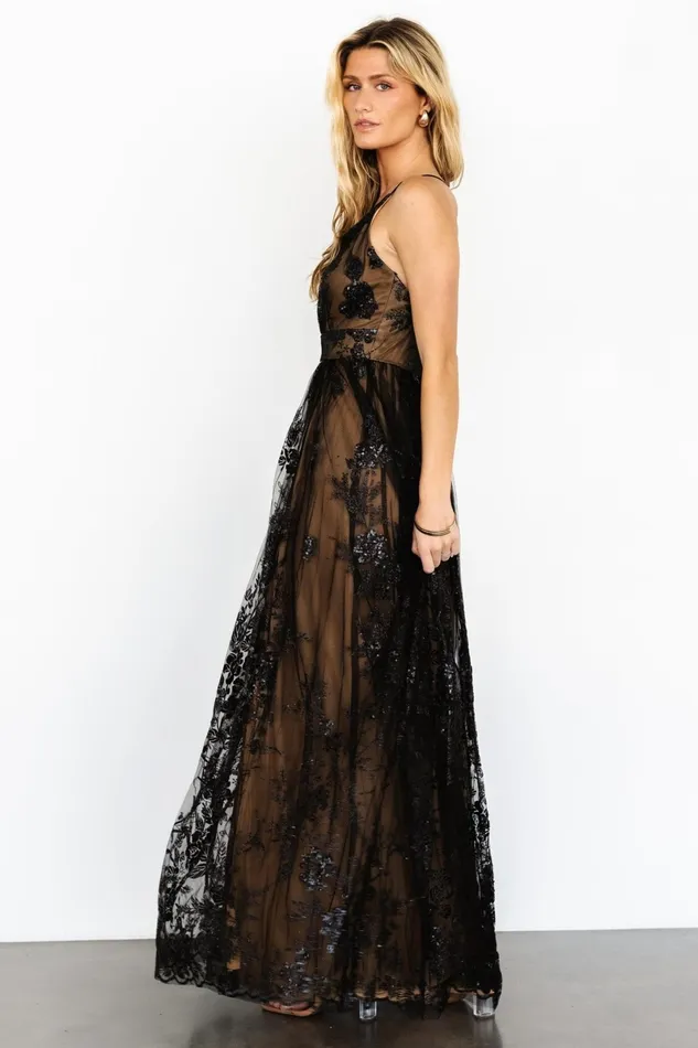 Lucienne Shimmer Maxi Gown Black Nude Women Baltic Born Embellished Sequin Lucienne Shimmer Maxi Gown Black Nude Women Baltic Born Embellished Sequin