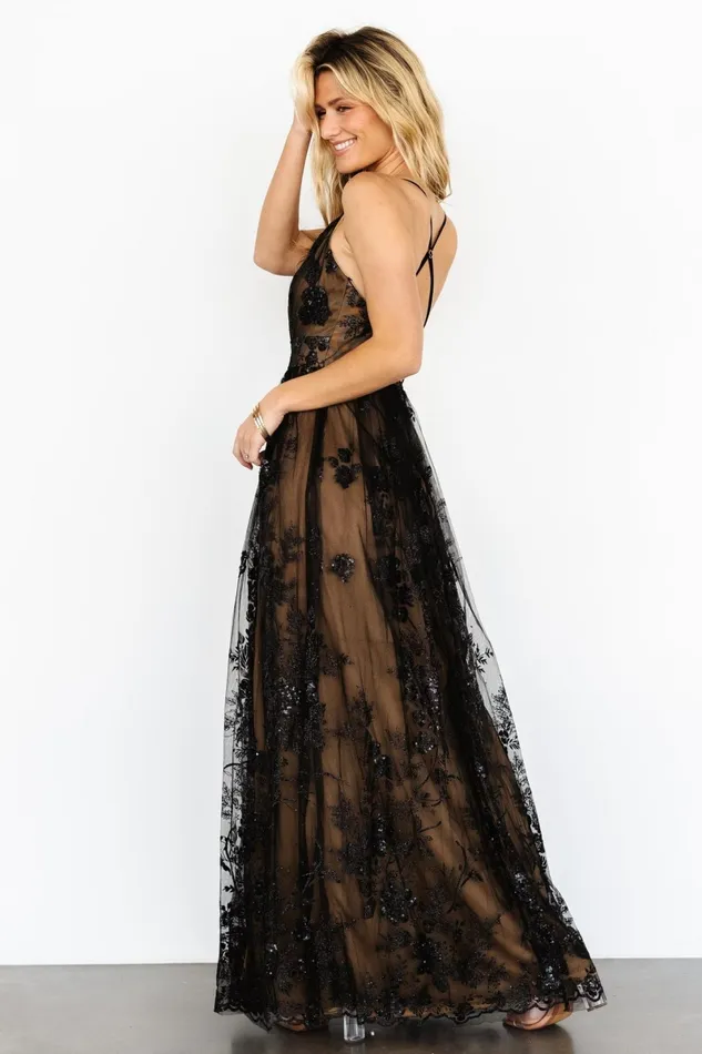 Lucienne Shimmer Maxi Gown Black Nude Women Baltic Born Embellished Sequin Lucienne Shimmer Maxi Gown Black Nude Women Baltic Born Embellished Sequin