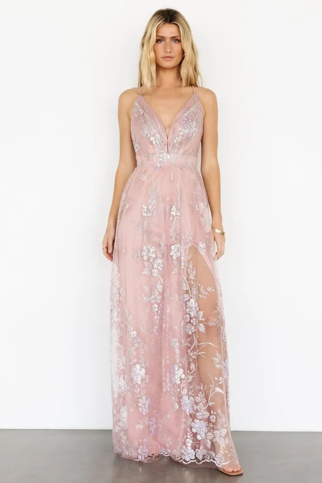 Lucienne Shimmer Maxi Gown Blushing Rose Women Baltic Born Tulle Styles