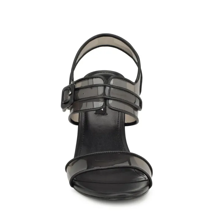 Lucile Clear Strappy Sandals Black Women Nine West Heeled Lucile Clear Strappy Sandals Black Women Nine West Heeled