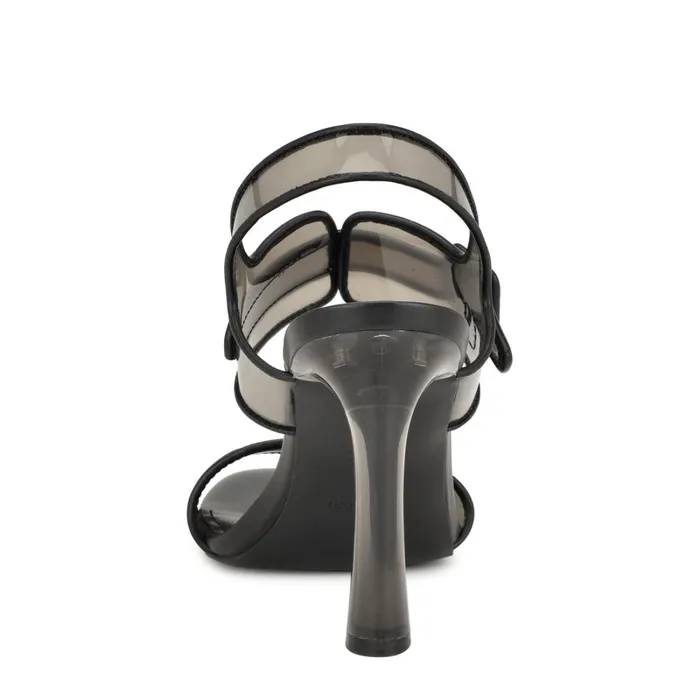 Lucile Clear Strappy Sandals Black Women Nine West Heeled Lucile Clear Strappy Sandals Black Women Nine West Heeled